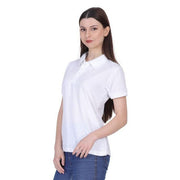 White Cotton  Polo Neck Tshirt