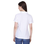 White Cotton  Polo Neck Tshirt