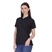 Black Cotton Polo Neck Tshirt
