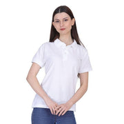 White Cotton  Polo Neck Tshirt